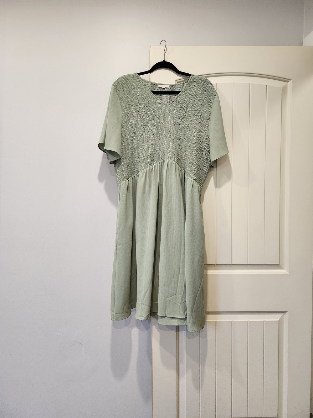 Xxxl Tea N Rose Green Smocked Top Dress